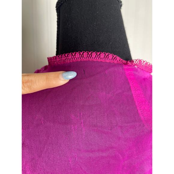 Woolite Sheer Lace Hem Short Open Cardigan Womens Size Medium Hot Pink VTG Fairy - Picture 6 of 10